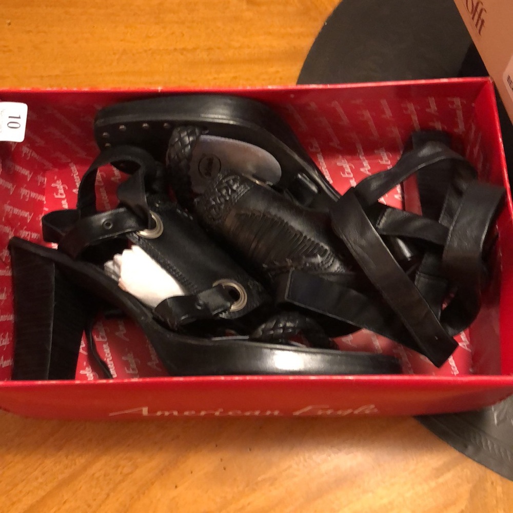 Vintage Cami International Black Leather Heeled Sandals 10 - Picture 10 of 10